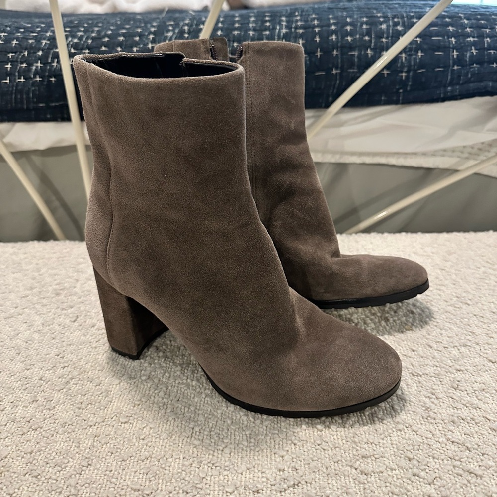 VINCE Taupe Suede Heeled Boots water repellent size 8.5